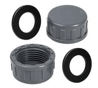 2 tapones de rosca de PVC de 32 mm con junta, tapón de tubo de PVC, rosca interior de 1 pulgada, tapón ciego de PVC para extremos de tubos, apto para riego Gardena, fontanería y tuberías