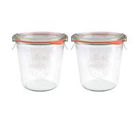 2 tarros de almacenamiento WECK 742 de 580 ml de boca ancha con tapas de cristal, sellos y abrazaderas para masa fermentada, conserva, conserva, yogur, kimchi y mermelada