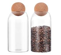 2 tarros de cristal para alimentos con bola, tapa de corcho, 800 ml, frascos de almacenamiento con tapa, herméticos con bola de corcho, para café, especias, té, frijoles, azúcar