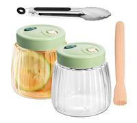 2 Tarros de Fermentación de Vidrio 1L con Doble Válvula, Fermentador Multiusos, con Pinzas y Machacador de Fermentación, Tarros de Conserva, Frascos Herméticos, Recipientes de Fermentación