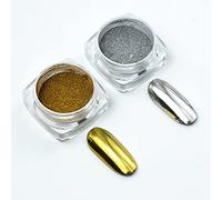 2 tarros de polvo de uñas cromado efecto espejo dorado y plateado metálico pigmento de manicura de uñas 0,3 g/tarro para suministros de arte de uñas, kit de herramientas