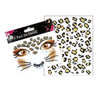 2 tatuajes faciales, orejas de leopardo, tatuajes de leopardo, carnaval con purpurina, juego de Halloween, pegatinas de maquillaje, accesorios extraíbles, adhesivos faciales para mujer, para tatuajes