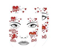 2 Tatuajes Faciales Para Carnaval, Rojo Blanco Carnaval Tatuajes Temporales, Tatuajes De Colonia Para Carnaval, Pegatina Con Cara De Payaso En Forma De Corazón, Accesorios De Disfraces De Carnaval