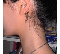 2 Tatuajes Temporales De Hierbas Con Diseño De Serpiente Rosa, Pequeños, Para Detrás De La Oreja, No Reflectantes, Falsos, Semipermanentes, Para Hombres Y Mujeres, Con Una Duración De 2 Semanas.