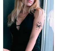 2 Tatuajes Temporales De Mariposas En Forma De Media Luna Para Brazo Y Pecho, De Hierbas, Resistentes Al Agua, Semipermanentes, Para Mujer Y Hombre, Con Una Duración De 2 Semanas.