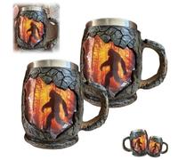 2 tazas de fuego del bosque, alivio 3D + tazas de silueta de bosque, taza de café vintage para exteriores, ideal para acampar al aire libre, creyentes críptidos, amantes de la naturaleza, tazas de