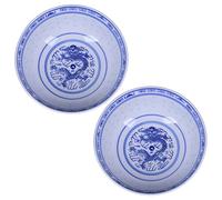 2 tazones de fideos ramen tazones chinos de porcelana azul y blanca plato de cerámica de 18 x 7, 6 cm y 800 ml para postres sopas cereales arroz más.
