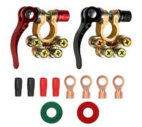 2 terminales de batería, 4 vías, 12 V/24 V, conectores de batería positivos y negativos, terminales automotrices, conexiones para autos, camiones y vehículos recreativos (Tornillo Phillips)