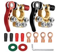 2 terminales de batería, 4 vías, 12 V/24 V, conectores de batería positivos y negativos, terminales automotrices, conexiones para autos, camiones y vehículos recreativos (Hexágono interior)