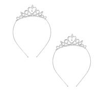 2 Tiaras de Corona para Mujer y Niña, Princesa en Forma de Corazón, Accesorios para la Cabeza, 11*3cm, Aleación, No.