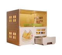 2 Tier Cat House - Indoor Cat Bed with Litter Box Space, Enclosed Two Level Cats Lounge with Sleeping Area & Litter Box Compartment, Interactive Pet House for Climbing, Resting & Playing, Furniture