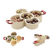 2-Tier Divided Serving Platter with Handle, Stackable Multifunctional Fruit Vegetable Tray with Drain Basket, Snack Candy Display Tray for Parties Kitchen for Parties, Kitchen, Home Decor (Beige)