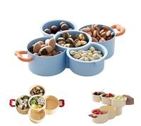 2-Tier Divided Serving Platter with Handle, Stackable Multifunctional Fruit Vegetable Tray with Drain Basket, Snack Candy Display Tray for Parties Kitchen for Parties, Kitchen, Home Decor (Blue)