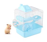 2 Tier Hamster Cage, Dwarf Hamster Travel Cage High Chassis Design Gerbil Habitat Small Animal Carrier for Exploration and Play (Blue)
