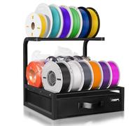 2-Tier Impresora 3D Filament Storage Rack con Cajón Tela para Filamento PLA/PETG/ABS/TPU, Sobremesa Metal Doble Fila Estante Almacenamiento de Filamento Spool Holder para Casa,Oficina Taller,Estudio