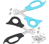 2 tijeras de píldoras con cuchilla de acero inoxidable y mango ergonómico para una dosis precisa de píldoras pequeñas y grandes, tabletas, vitaminas para niños mayores y mascotas, favorece el viaje