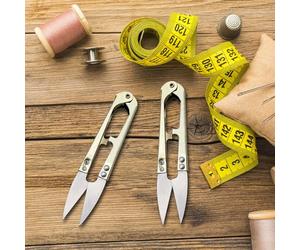 2 tijeras de resorte para sastrería, cortahilos de costura de costurera profesional de metal con forma de U, corte preciso para bordado, tela, hilos, bricolaje, bonsái, huerto, plantas