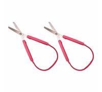 2 tijeras para niños pequeños, mini tijeras en L, color rosa, soporte derecho e izquierdo, tijeras de bucle de fácil agarre para niños, escuelas y necesidades especiales
