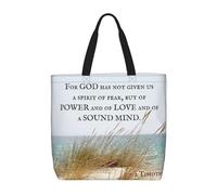 2 Timoteo 1:7 Dios nos ha dado un espíritu de temor. Elegante bolso de mano con cremallera para mujer: bolso de poliéster impermeable, delgado pero espacioso, correa de hombro ajustable para el trab