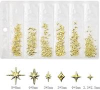 2 Tipos De Adornos Para Uñas Starlight Y Pinzas De 1 Pieza, Forma De Diamantes De Imitación 3D, Exquisitos Accesorios Para Uñas, Adecuados Para Fiestas, Ropa Navideña(Oro, Plata).