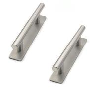 2 tiradores autoadhesivos para muebles de acero inoxidable, 150 mm, sin agujeros, color plateado cepillado, fuerte término adhesivo para armarios de cocina, tiradores de cajones, pomos de puerta de