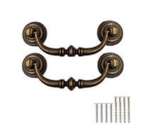 2 tiradores de cajones antiguos para muebles con tornillos, ganchos para puerta retro, decorativos, 12,5 cm, herrajes para armario de cocina, latón