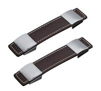 2 tiradores de cuero for cajones de armario, pomos negros for tocador, tiradores for muebles con tornillos for el hogar, la cocina y el dormitorio.(128mm)