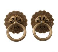 2 tiradores de latón en acabado de cobre antiguo para gabinetes para manijas de anillo, tiradores de cajón de estilo vintage para actualización de muebles