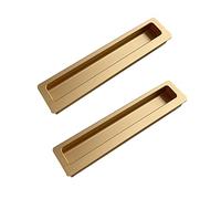 2 Tiradores empotrados deslizantes Cuadrado Manijas ocultos Aluminio Manija para cajón Manija Armario Perilla Gabinete,Oro (120mm)