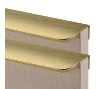 2 Tiradores Largos para Puerta de Guardarropa Tirador para Armarios de Cocina en Oro Cepillado Manijas Invisibles para Cajones de Gabinetes Tiradores de Muebles, Aluminio (Length 400mm)