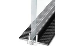 2 tiras de fijación de vidrio empotradas de 100 cm de aluminio negro para puertas de ducha sin marco, montaje en el suelo, fácil instalación para mamparas de ducha de vidrio de 10 mm