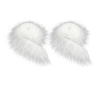 2 tiras de tela de pelo blanco, piel sintética, felpa sintética blanca, tela decorativa de seda, suave piel para manualidades, tela de piel, barba enana, juguete de plástico, manualidades