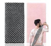 2 toallas exfoliantes japonesas, toalla de ducha exfoliante, paño exfoliante extra largo para hombres y mujeres, exfoliante corporal para limpieza y spa (negro + rosa)