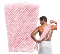 2 Toallas Exfoliantes, Toalla de Exfoliación Japonesa Extra Larga, Cepillo Exfoliante Corporal para Ducha para Mujeres y Hombres, Loofah Exfoliante (Cuadrícula Rosa)