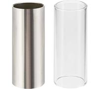 2 toboganes de cristal y tobogán de acero inoxidable en caja para guitarra, bajo, mediano (6 cm)