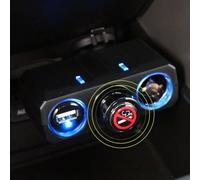 2 tomas de corriente de coche de 21 mm para enchufes de 12 V, diseñadas para evitar que el polvo y objetos extraños entren en el enchufe