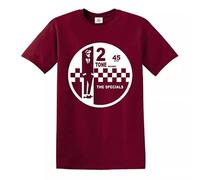 2 Tone Records The Specials Retro Music - Camiseta para hombre, Camiseta granate con estampado blanco, M