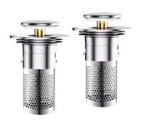 2 topes de lavabo para desagüe de 34 - 40 mm, tapón Pop Up de colador de pelo para desagüe rápido