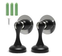 2 topes magnéticos para puerta de acero inoxidable autoadhesivos montaje con tornillos soporte para puerta color negro mate con imán fuerte
