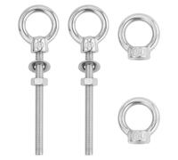 2 tornillos de anillo M6 x 60 mm, tornillo de ojal con arandelas y tuercas hexagonales, tornillo de ojo y 2 tuercas anulares M6, para fijar y colgar