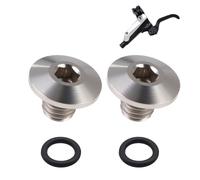 2 tornillos de purga de bicicleta con junta tórica para cuerpo de bicicleta de aleación de titanio TC4, tornillos M5 x 10 mm, compatible con Shimano XT, SLX, Zee, Deore LX (color titanio)