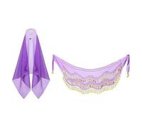2 trajes de danza del vientre, disfraz gitano, bufanda de cadera con bufanda de cabeza de moneda, disfraces de California para mujer, renacentista, gitana, pirata, adulto