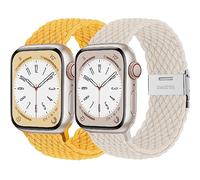 2 Trenzada Correa para Apple Watch 45mm 44mm 40mm 41mm Series 9 8 7 se 6 5 4 Ultra/249mm hombr/mujer,Solo Loop Deportiva de nylon extensible Pulsera Bracelet para iWatch serie 3 2 1 42mm 38mm Band
