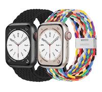2 Trenzada Correa para Apple Watch 45mm 44mm 40mm 41mm Series 9 8 7 se 6 5 4 Ultra/249mm hombr/mujer,Solo Loop Deportiva de nylon extensible Pulsera Bracelet para iWatch serie 3 2 1 42mm 38mm Band