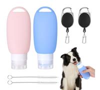 2 tubos de alimento de 90 ml para llenar perros, los tubos vacíos para rellenar son reutilizables y fáciles de limpiar (azul + rosa)