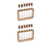 2 tubos de ensayo Teemando® para rellenar té "Tessie" con corcho, 1 tubo de ensayo de 75 ml, altura 22 x diámetro 2,5 cm, soporte de madera: 22,5 x 16,5 x 3,8 cm.