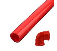 2 tubos de PVC rojos de 50 cm de largo, ideales for acuarios, riego de jardines, suministro de agua y fontanería (diámetro exterior: 20-63 mm).(25mm set)