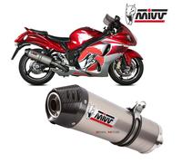 2 Tubos Escape MIVV Oval Titanio Carb kat SUZUKI GSX-R 1300 HAYABUSA 2008 > 2017