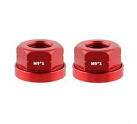 2 tuercas de cubo M9 1.0 mecanizadas CNC de aleación de aluminio 7075 para bicicletas plegables y compatibilidad de bicicletas de engranaje fijo (rojo)