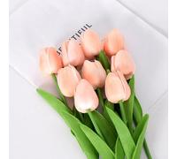2 tulipanes artificiales realistas para decoración de bodas y hogar, impresionantes flores falsas para todas las ocasiones (rosa melocotón miel)